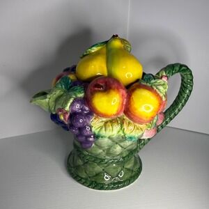 Villeroy Boch Ceramic Fruit Basket Teapot With Lid Vintage